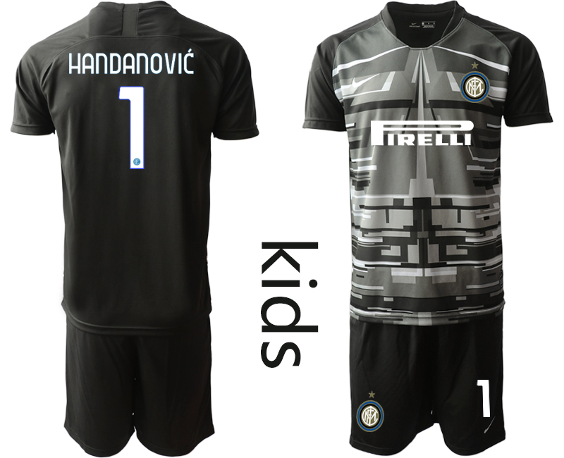 Youth 2020-2021 club Inter Milan black goalkeeper #1 Soccer Jerseys